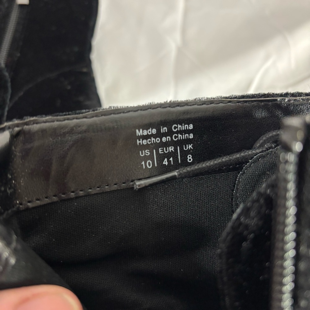 ALDO ‘Aliria’ black Velvet Lace Up/Zip Platform Ultra High Heel Ankle Boots 10 - Picture 10 of 14